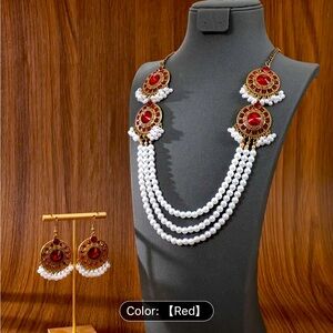 Elegant Red and Gold Necklace Set